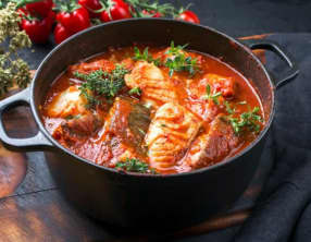 Mijoté de cabillaud à la sauce tomate