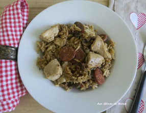Blancs de poulet au riz, champignons et chorizo