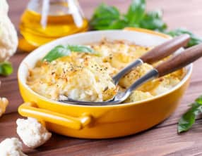 Gratin de chou-fleur aux lardons et au comté
