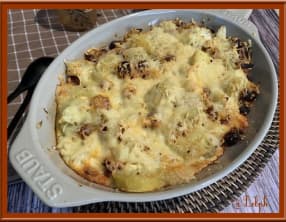 Gratin de chou-fleur, pommes de terre et chorizo