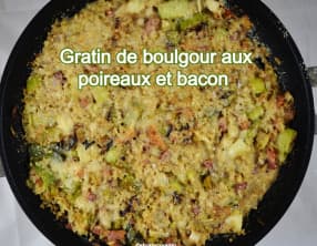 Gratin de boulgour aux poireaux et bacon