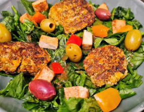 Galettes courgettes, carottes au tofu fumé