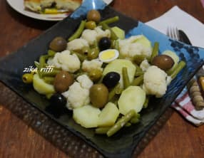 Salade chaude de chou-fleur, pommes de terre et haricots verts