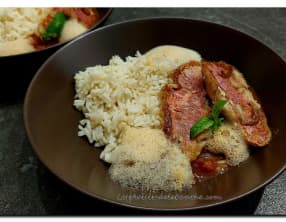 Filets de rouget cuit sur peau sauce au pesto