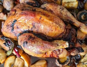 Chapon farci et rôti au four