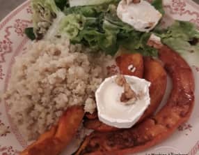 Potimarron rôti au miel, quinoa, fromage de chèvre