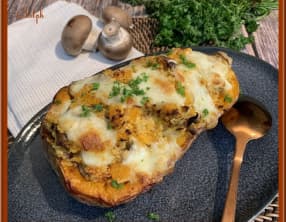 Butternut farcie aux champignons et semoule