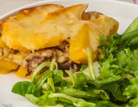 Gratin de courge aux cèpes et châtaignes