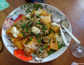 Paccheri aux lardons et petits pois de Sergio Herman