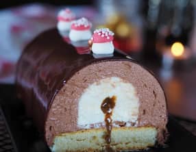 Bûche Chocolat Vanille et Praliné