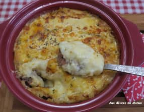 Parmentier au boeuf et jambon, gratiné au Morbier