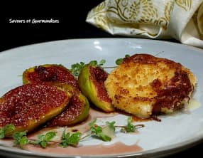 Figues miellées aux crottins de chèvre panés