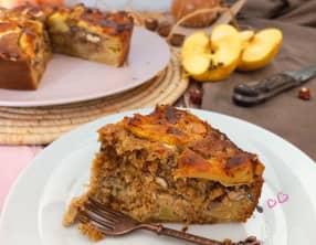 Moelleux aux pommes, noix et noisettes