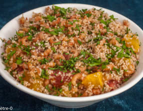 Taboulé aux agrumes et aux crevettes grises