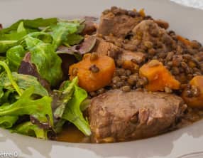 Échine de porc aux lentilles et patates douces