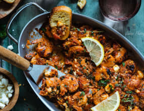 Saganaki aux crevettes à la feta