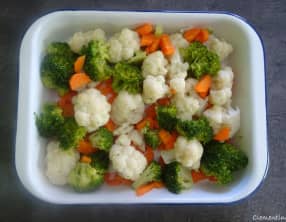 Gratin de brocoli, chou-fleur et fruits de mer