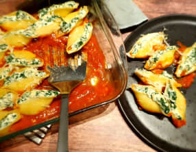 Conchiglionis ricotta épinards