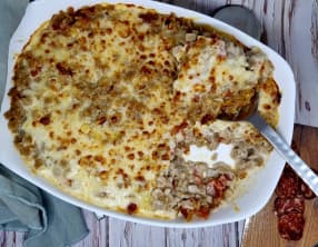 Gratin de crozets au chorizo et comté