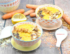 Potage de carottes et lentilles corail