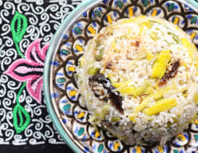 Pilaf aux poireaux et pruneaux fumés