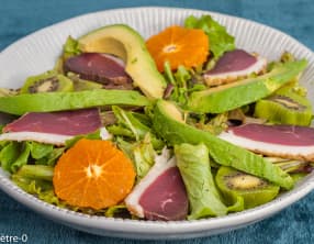 Salade de magret de canard séché aux fruits d’hiver