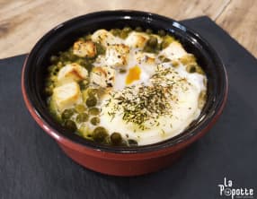 Œuf cocotte petits-pois et feta