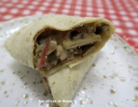 Wraps aux champignons crémeux, fromages et bresaola