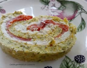Roulé de courgettes à la truite fumée et chèvre frais