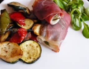 Nems de jambon cru et légumes grillés