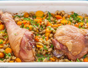 Cuisse de dinde aux flageolets et carottes