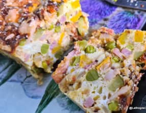 Terrine de courgette et petits pois aux lardons