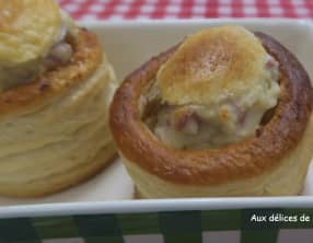 Vol au vent au jambon et champignons à la béchamel au chèvre
