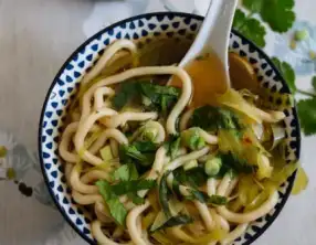 Soupe de nouilles udon végétarienne