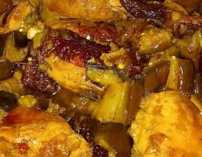 Cari de poulet fumé bringelles