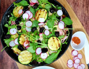 Salade de boulgour, courgettes grillées et radis