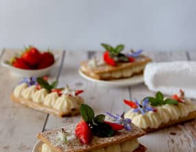 Feuilletés crème vanillée fraises