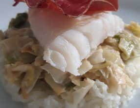 Dos de cabillaud à la fondue de poireaux