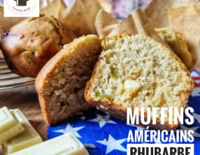 Muffins américains à la rhubarbe et chocolat blanc