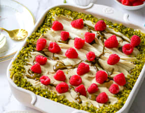 Tiramisu aux framboises et pistaches