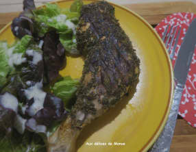 Cuisses de poulet en croûte de thym, à la plancha