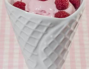 Glace au yaourt grec et aux framboises