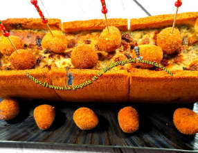 Craquant croque-cake et ses cromesquis de mozzarella