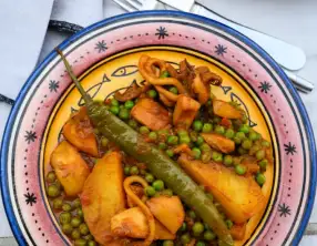 Ragoût de seiches aux petits pois