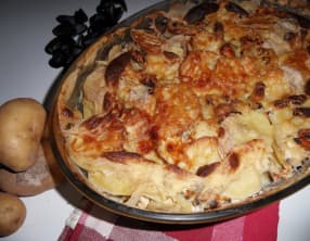 Gratin de pommes de terre aux restes de moules marinières