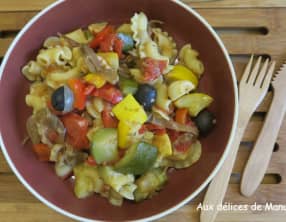 Pâtes en 2 cuissons à la ratatouille