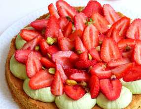 Tarte aux fraises et pistaches
