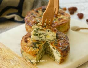 Clafoutis aux blettes, scamorza et raisins secs