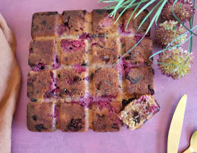 Gâteau framboises, amande et chocolat