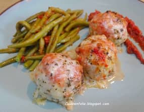 Boulettes de poulet, Mozzarelle, sauce tomate